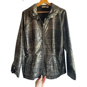ZENERGY by CHICOS Silver Metallic Full Zip Athleisure Jacket MSRP $160 Large